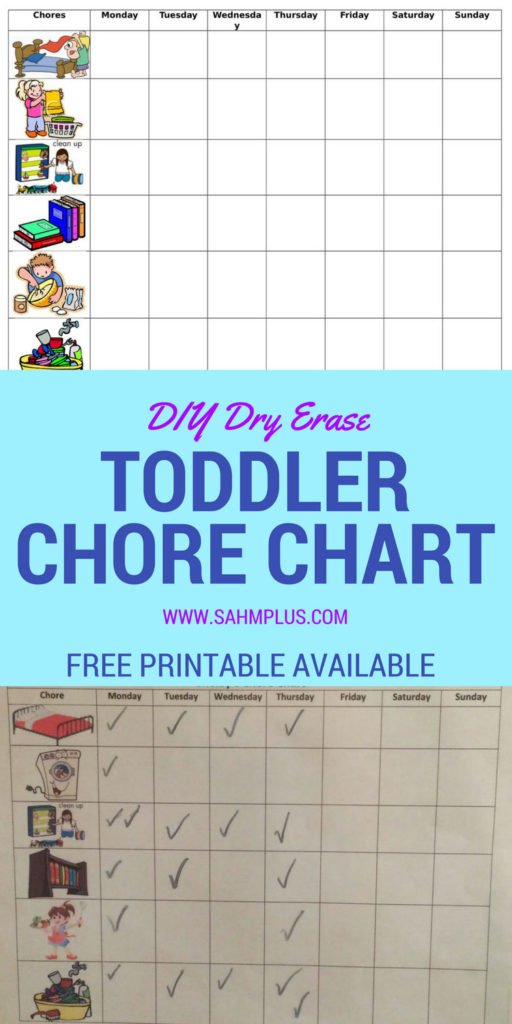Create your own dry erase toddler chore chart OR download your own toddler chore chart for FREE from www.sahmplus.com