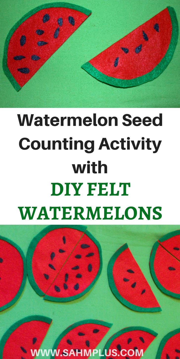 What toddler or preschooler doesn't like felt board activities? This DIY Felt Watermelon Seed Counting Activity will keep your little one busy. | www.sahmplus.com